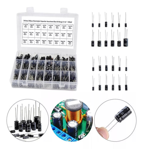 Yixoo Electrolytic Capacitor Kit 24 Values 500pcs 0.1-1000uf