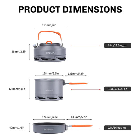 Fire Maple Camping Cookware Utensils Dishes Camp Cooking Set Hiking Heat Exchanger Pot Kettle FMC-FC2 Outdoor Tourism Tableware