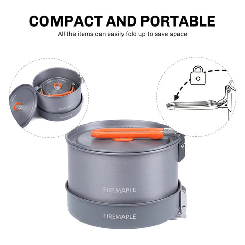 Fire Maple Camping Cookware Utensils Dishes Camp Cooking Set Hiking Heat Exchanger Pot Kettle FMC-FC2 Outdoor Tourism Tableware