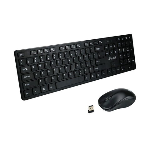 uFound R-752 Mouse and Keyboard Combo 106 keys 2.4G Transmission Keyboard + Wireless Mouse 1200DPI for Business Office Black