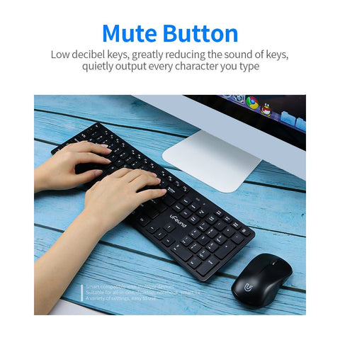 uFound R-752 Mouse and Keyboard Combo 106 keys 2.4G Transmission Keyboard + Wireless Mouse 1200DPI for Business Office Black