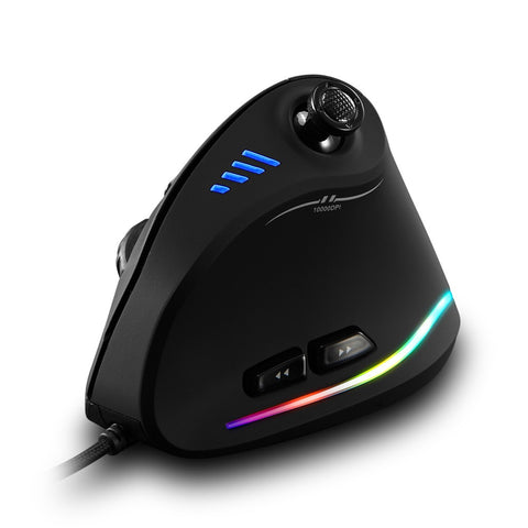 Zelotes C-18 Vertical Wired Gaming Mouse 11 Programmable Buttons Adjustable 10000DPI Laser Engine RGB Light Belt 128KB On-board Memory