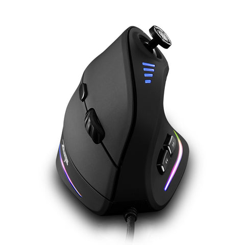 Zelotes C-18 Vertical Wired Gaming Mouse 11 Programmable Buttons Adjustable 10000DPI Laser Engine RGB Light Belt 128KB On-board Memory