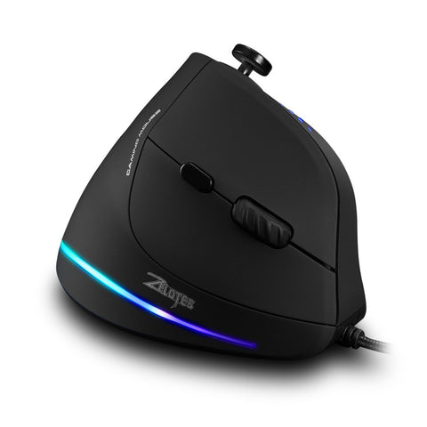 Zelotes C-18 Vertical Wired Gaming Mouse 11 Programmable Buttons Adjustable 10000DPI Laser Engine RGB Light Belt 128KB On-board Memory