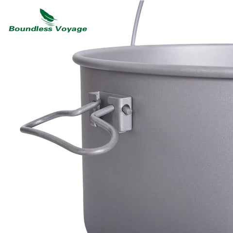 Boundless Voyage Titanium Pot Camping Cookware Hanging Soup Pot with Lid Outdoor Cooking Kit Lightweight Kitchen Ware Tableware