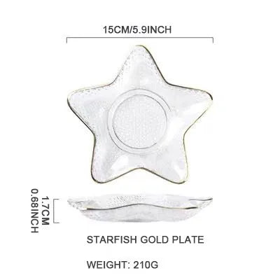 1PCS Nordic Phnom Penh Glass Fruit Plate Snack Jewelry Storage  Marine Style Salad Bowl Shell Starfish Scallop Tray Conch Bowl