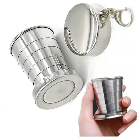 75/150/250ML Stainless Steel Folding Cup Camping Cookware Retractable Cup Teacups Teaware Camp Utensils Tableware Folded Cup