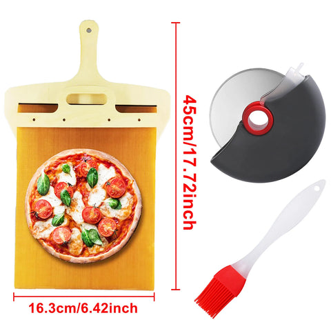 Sliding Pizza Peel Shovel Foldable Wooden Handle Transfer Tray Pizza Spatula Bread Baking Tools Kitchen Aaccessories Gadgets