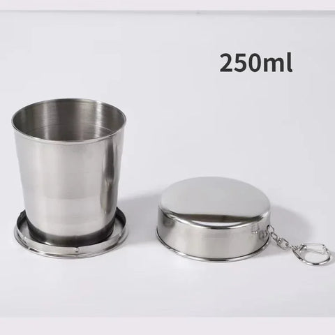 75/150/250ML Stainless Steel Folding Cup Camping Cookware Retractable Cup Teacups Teaware Camp Utensils Tableware Folded Cup