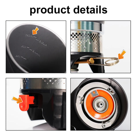 Outdoor Camping Cookware Alumina Pot and Furnace Set Portable Saving Fuel Stoves Windproof 0.9L Scale Inside Pot GasStove Kit