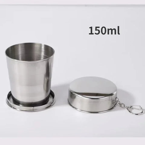 75/150/250ML Stainless Steel Folding Cup Camping Cookware Retractable Cup Teacups Teaware Camp Utensils Tableware Folded Cup