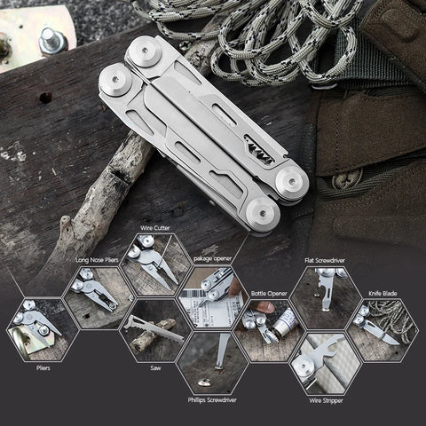 Multitool, 12-in-1 Multitools Pliers with Professional Multi-tool for Survival, Camping and Hunting, Gifts for Men Dad Hus band