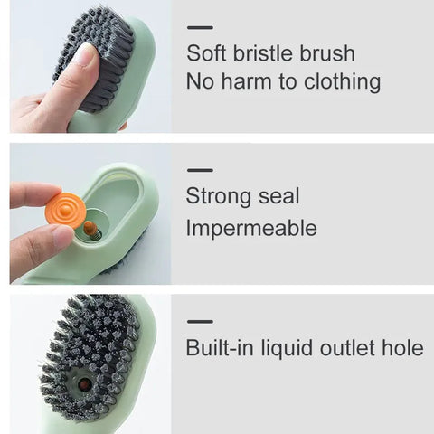 Multifunction Cleaning Shoe Brush Soft Automatic Liquid Shoe Brush Long Handle Clothes Brush Soap Brush With Hook Clean Tool