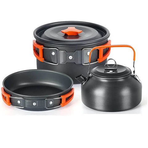 Camping Cookware Kit Outdoor Cooking Set Aluminum Equipment Outdoor Pot Travel Tableware Kitchen Hiking Picnic BBQ