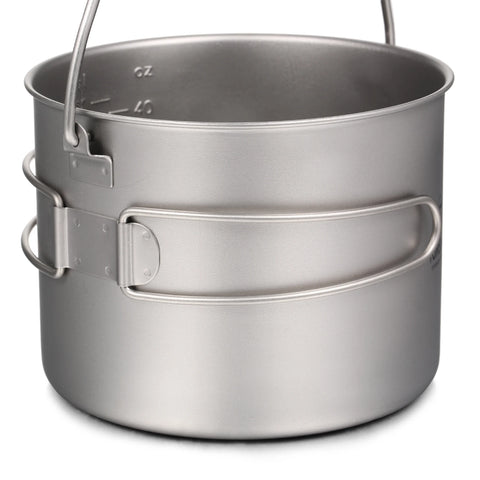 TOMSHOO Camping Cookware Titanium Pot 0.75L/0.9L/1.1L/1.6L/2L/2.8L Ultralight Hanging Pot w Lid Foldable Handle Outdoor Cooking