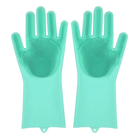 Dishwashing Cleaning Gloves Magic Silicone Rubber Dish Washing Gloves for Household Sponge Scrubber Kitchen Cleaning Tools