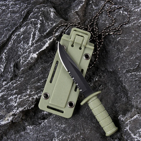 Multifunctional mini outdoor camping knife, household necklace tool knife, portable self-defense knife