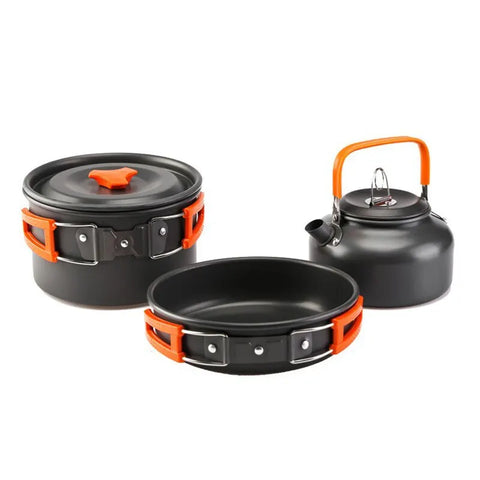 Camping Cookware Kit Outdoor Cooking Set Aluminum Equipment Outdoor Pot Travel Tableware Kitchen Hiking Picnic BBQ