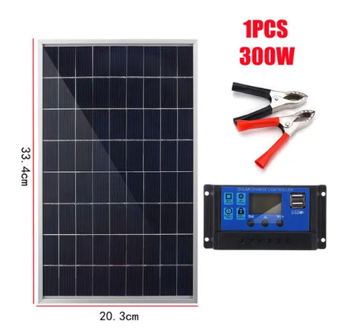 300W 12V Solar Panel Kit 600W Solar Panel 100A Controller USB Port Portable Solar Battery Charger  for Outdoor Camping Mobile RV