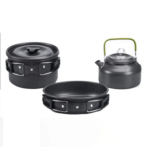 Camping Cookware Kit Outdoor Cooking Set Aluminum Equipment Outdoor Pot Travel Tableware Kitchen Hiking Picnic BBQ