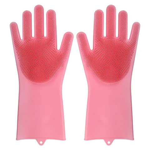 Dishwashing Cleaning Gloves Magic Silicone Rubber Dish Washing Gloves for Household Sponge Scrubber Kitchen Cleaning Tools