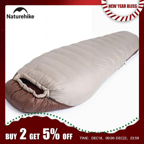 Naturehike Winter Mummy Duck Down Ultralight Camping Sleeping Bags 4 Seaon Hiking Waterproof Nylon Snowbird Travel Sleeping Bag