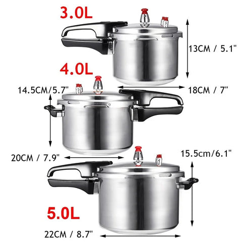 3/4/5L Aluminium Alloy Kitchen Pressure Cooker Gas Stove Cooking Energy-saving Safety Protection Outdoor Camping Cookware