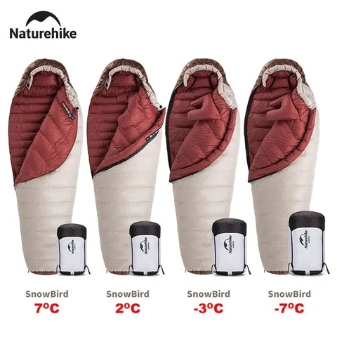 Naturehike Winter Mummy Duck Down Ultralight Camping Sleeping Bags 4 Seaon Hiking Waterproof Nylon Snowbird Travel Sleeping Bag