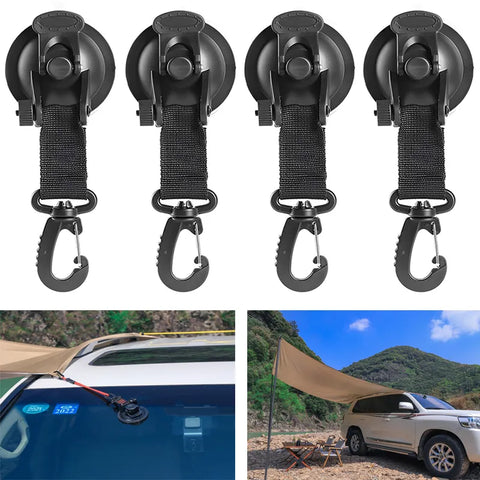 4Pcs Car Truck Tent Suction Cups Buckle Round Triangular Side Awning Anchors Outdoor Camping Tent Securing Hook Car Accessories