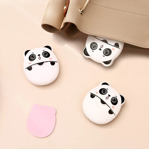 50/100Pcs/box Panda Portable Soap Flakes Disposable Mini Soap Sheets for Traveling Camping Hiking Outdoor Sport Soap Paper Sheet