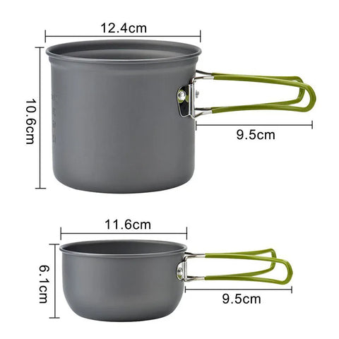 Camping Cookware Utensils Ultralight Aluminum Nonstick Outdoor Tableware Set Hiking Picnic Camping Tableware Pot Pan 1-2 Persons