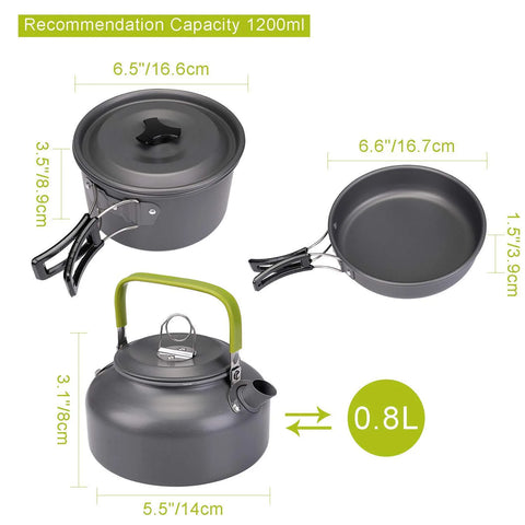 Camping Cookware Kit Outdoor Aluminum Lightweight Equipment Camping Cooking Kit For Traveling Trekking Hiking Supplies