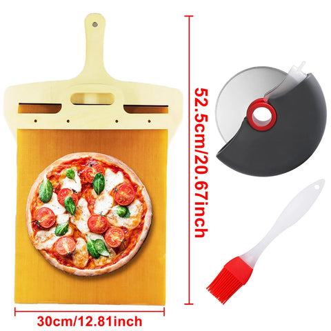 Sliding Pizza Peel Shovel Foldable Wooden Handle Transfer Tray Pizza Spatula Bread Baking Tools Kitchen Aaccessories Gadgets