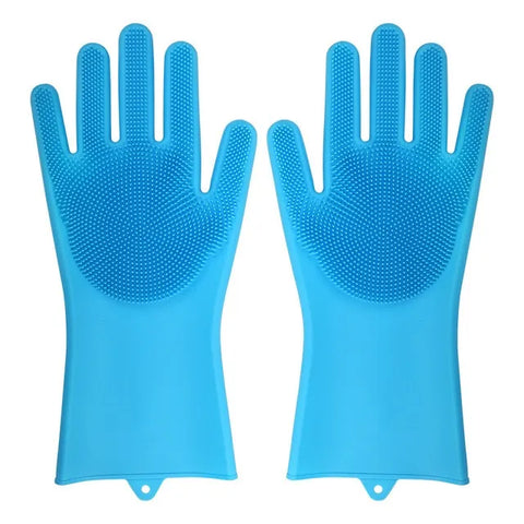 Dishwashing Cleaning Gloves Magic Silicone Rubber Dish Washing Gloves for Household Sponge Scrubber Kitchen Cleaning Tools