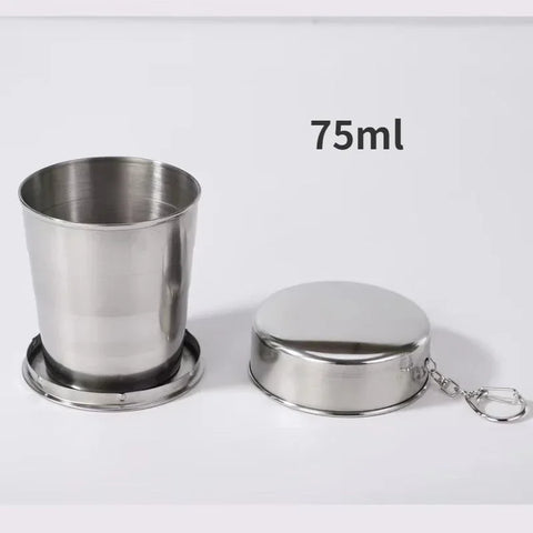 75/150/250ML Stainless Steel Folding Cup Camping Cookware Retractable Cup Teacups Teaware Camp Utensils Tableware Folded Cup