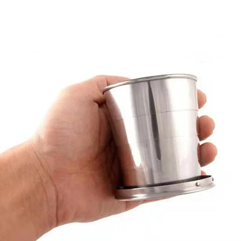 75/150/250ML Stainless Steel Folding Cup Camping Cookware Retractable Cup Teacups Teaware Camp Utensils Tableware Folded Cup