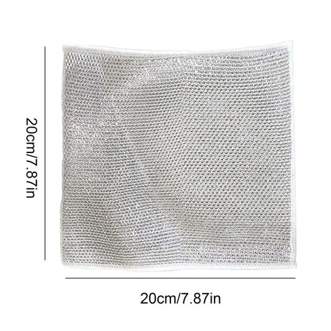 Silver Dishes Cleaning Cloth Multipurpose Strong Absorbent Wire Dish Towels Cleaning Rags Dishwashing Cloths  For House Kitchen