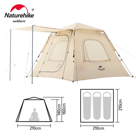 Naturehike Ango Automatic Tent 3-4 People Tent Travel Tent 210T Polyester Fabric Fast Set Up Family Camping Tent NH21ZP010