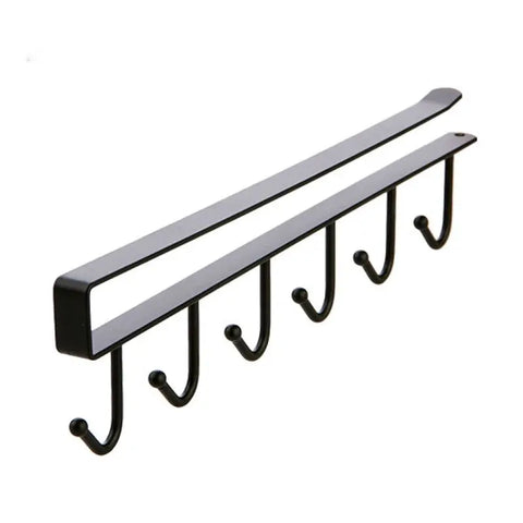 Kitchen Wrought Iron Seamless Nail-free Hook Cabinet Storage Rack Multi-functional Wardrobe Row Hook Door Rear Finishing Rack