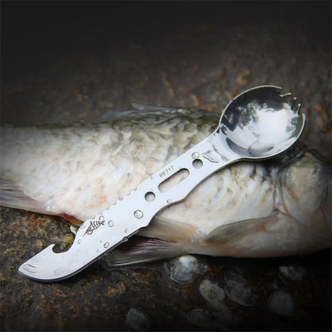 Multifunctional Camping Cookware Spoon Fork Bottle Opener Portable Tool Safety & Survival Durable Stainless Steel Survival Kit